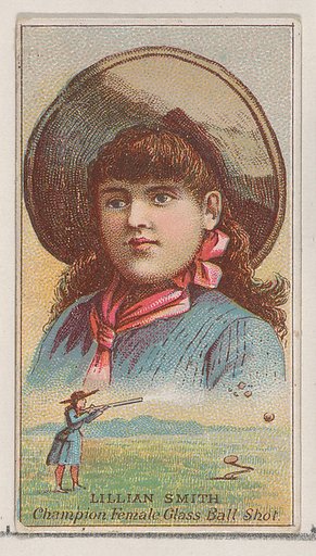 Lillian Smith, Champion Female Glass Ball Shot, from the Champions of Games and Sports series (N184, Type 2) issued by W.S. Kimball & Co.