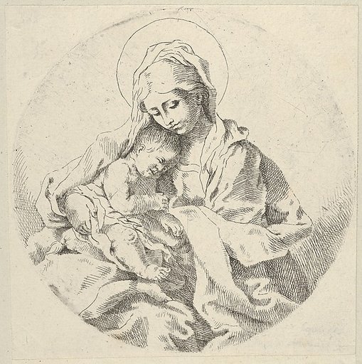 The Virgin holding the infant Christ, a circular composition, after Reni