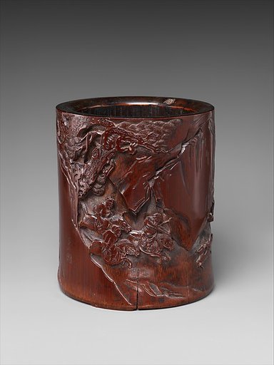 Brush pot with hunting scene