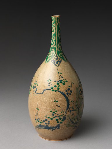 Sake bottle with pine, bamboo and plum