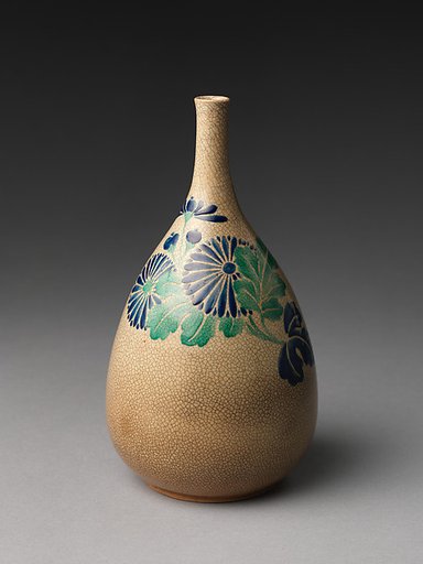 Sake bottle with chrysanthemums