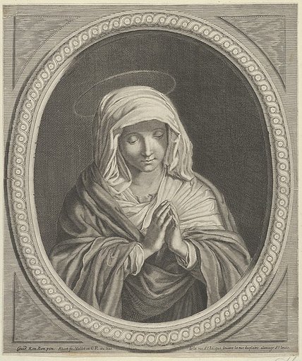 The Virgin in prayer in an oval frame, after Reni
