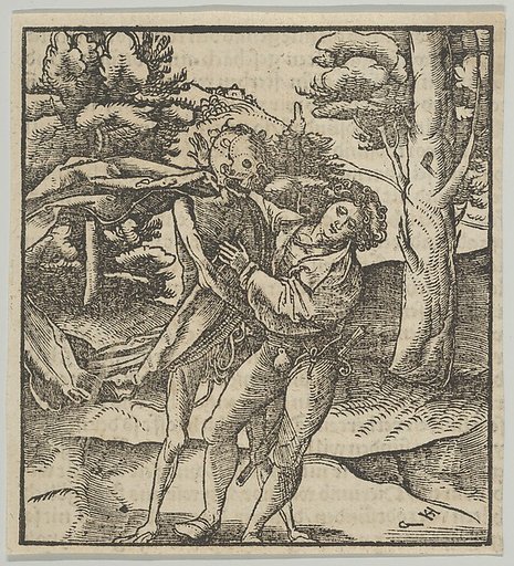 A Young Man Seized by Death, from Hymmelwagen auff dem, wer wol lebt...