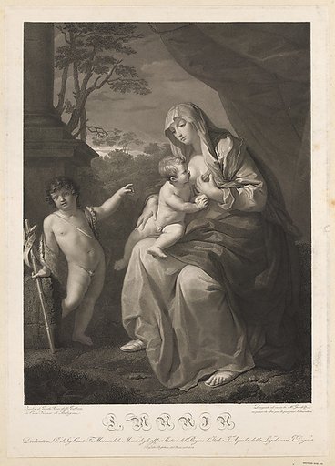 The Virgin suckling the infant Christ, the young Saint John the Baptist standing at left, after Reni