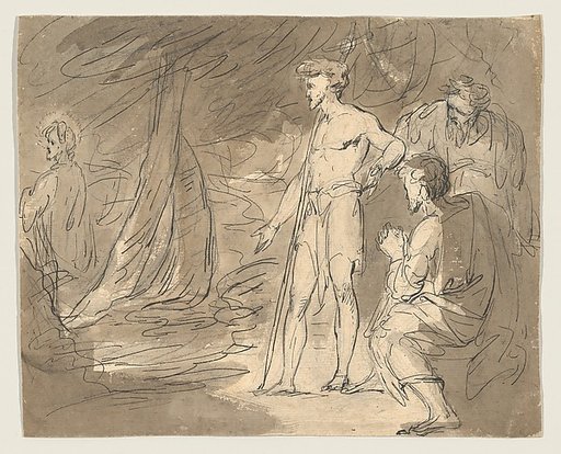 John the Baptist and two men, with Christ