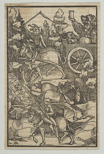 The Drunken Man on a Chariot on his Way to Hell, from Hymmelwagen auff dem, wer wol lebt...