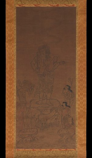 Fudō Myōō with Four Attendants, Outlined in Seed Syllables