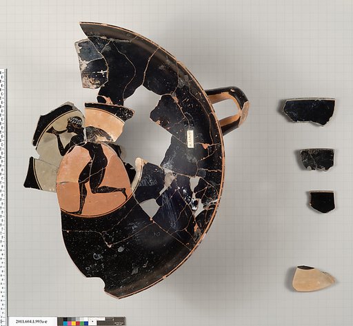 Terracotta kylix: eye cup (drinking cup)