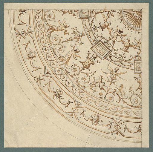 Quarter of a Ceiling with Grotesque Decorations