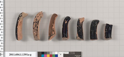 Terracotta fragments of kylikes (drinking cups)