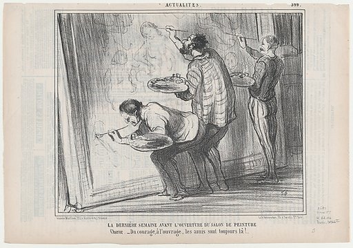 La Dernière Semaine avant L'Ouverture du Salon de Peinture, from Actualités, published in Le Charivari, May 9, 1857