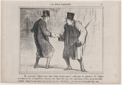 Ah! monsieur Gobinet, dans quel temps vivons-nous!..., from Ces Bons Parisiens, published in Le Charivari, Sepetember 23, 1857