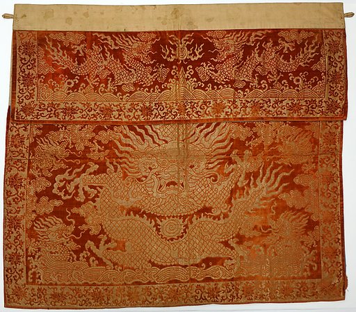 Two table valances with dragons