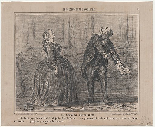 Le leçon du professeur, from Les Comédiens de Société, published in Le Charivari, April 12, 1858