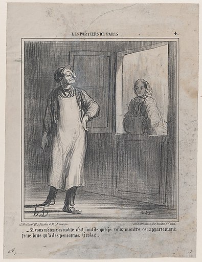 Si vous n'êtes pas noble..., from Les Portiers de Paris, published in Le Charivari, December 11, 1858