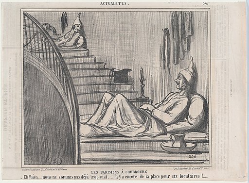 Les Parisiens à Cherbourg, from Actualités, published in Le Charivari, August 16-17, 1858
