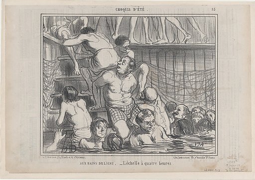 Aux Bains Deligny, from Croquis Été, published in Le Charivari, July 9, 1858