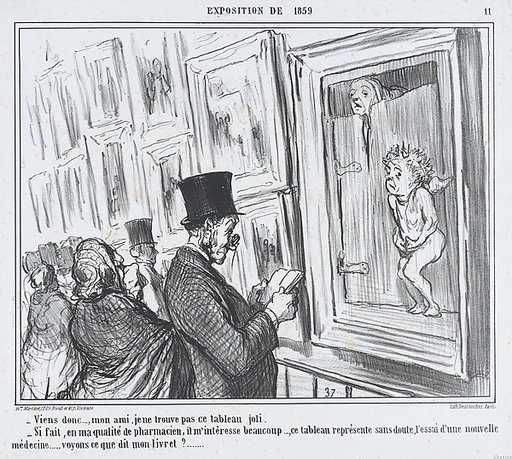 Viens donc..., mon ami, je ne trouve pas ce tableau joli, from L'Exposition de 1859, published in Le Charivari, June 21, 1859