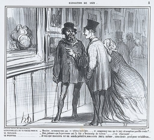 La peintre qui a eu un tableau refuse, from L'Exposition de 1859, published in Le Charivari, April 27, 1859