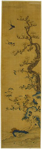 Panel with flowers and birds (spring scene)