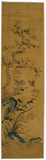 Panel with flowers and birds (autumn scene)