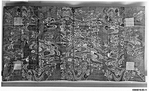 Buddhist Vestment (Kesa) with Pattern of Flowing Water, Chrysanthemums, Fishing Nets, and Waterwheels