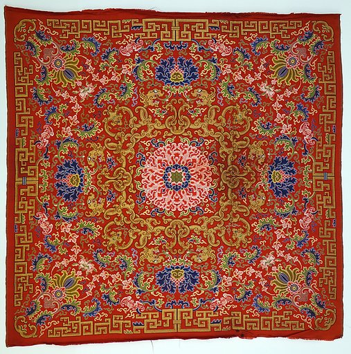 Furniture cover with dragons and flowers