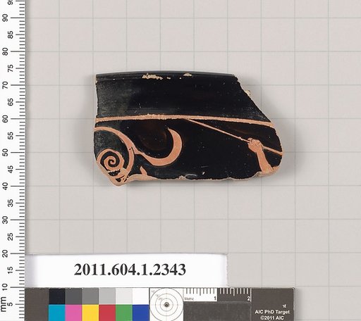 Terracotta rim fragment of a kylix (drinking cup)