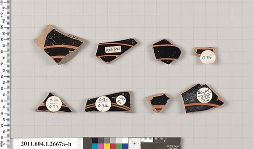 Terracotta fragments of kylikes (drinking cups)