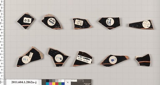 Terracotta fragments of kylikes (drinking cups)