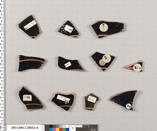 Terracotta fragments of kylikes (drinking cups)