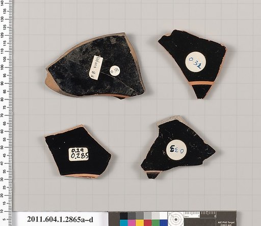 Terracotta fragments of kylikes (drinking cups)
