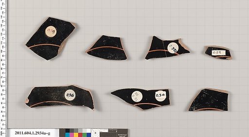 Terracotta fragments of kylikes (drinking cups)