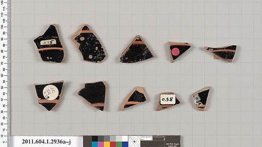 Terracotta fragments of kylikes (drinking cups)