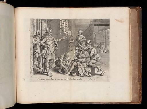 The Imprisoned Servant, from The Parable of the Unmerciful Servant, bound in "Thesaurus Sacrarum historiarum Veteris et Novi Testamenti"