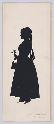 Young Girl with Long Braids and Pantalettes, Holding a Flower