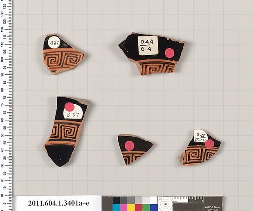 Terracotta fragments of kylikes (drinking cups)