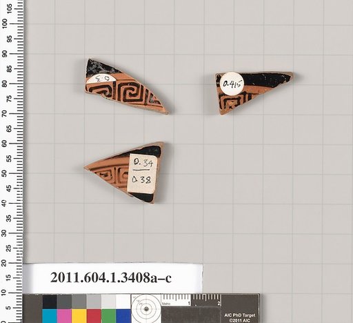 Terracotta fragments of kylikes (drinking cups)