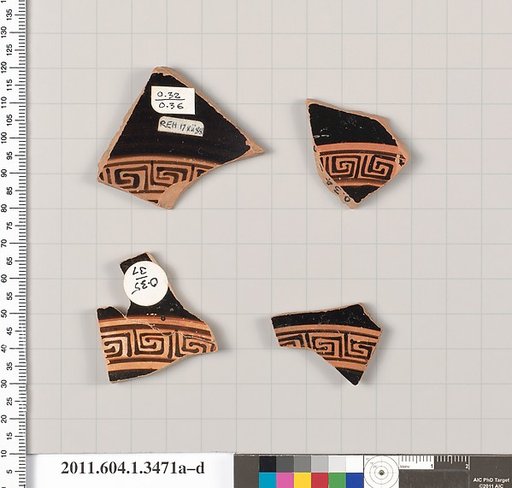 Terracotta fragments of kylikes (drinking cups)