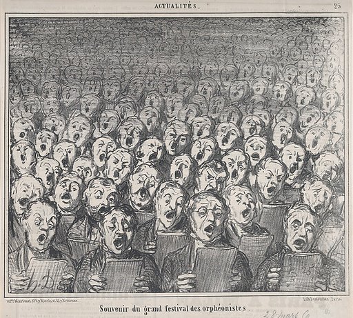 Souvenir du grand festival des orphéonistes, from Actualités, published in Le Charivari, March 28, 1859