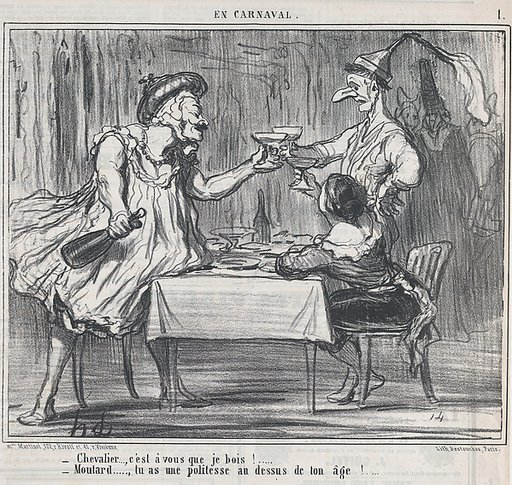 Chevalier..., c'est à vous que je bois!...., from En Carnaval, published in Le Charivari, March 4, 1859