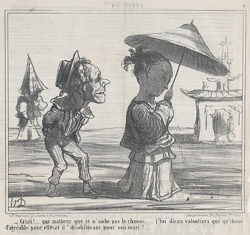 Cristi! ..... qué malheur...., from En Chine, published in Le Charivari, January 12, 1859