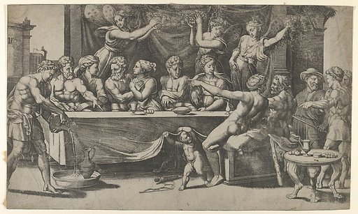 The Olympian gods at the marriage feast of Cupid and Psyche, after Raphael
