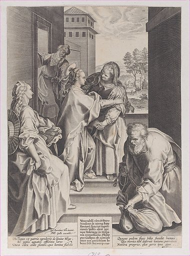The Visitation, the Virgin and Saint Elizabeth embracing in the center, flanked by other figures, after Barocci