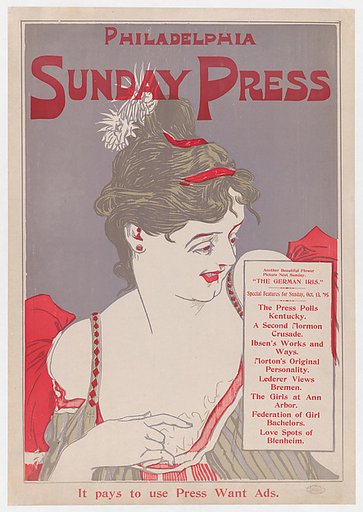 Advertisement for Philadelphia Sunday Press, Oct. 13, 1895