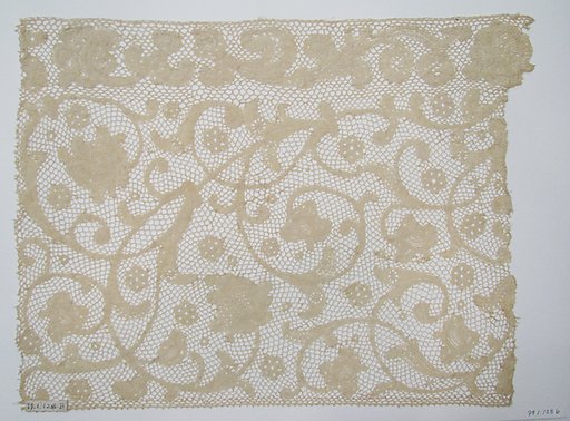 Fragment of Point de Milan lace