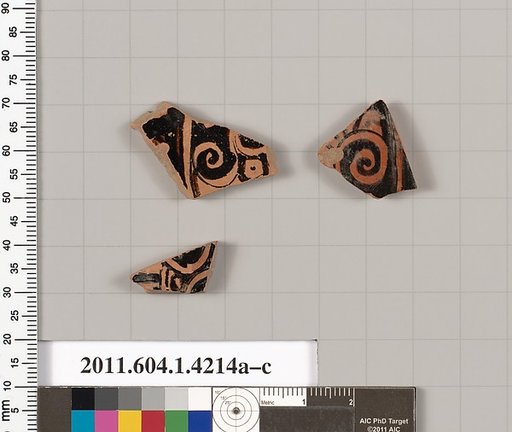 Terracotta fragments of kylikes (drinking cups)