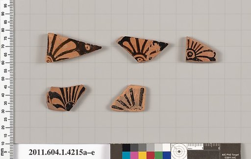 Terracotta fragments of kylikes (drinking cups)