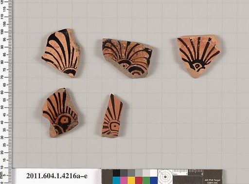 Terracotta fragments of kylikes (drinking cups)
