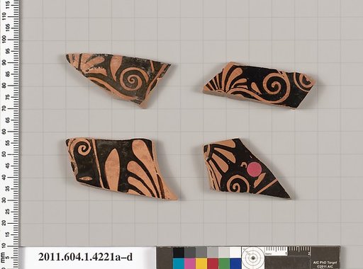 Terracotta fragments of kylikes (drinking cups)